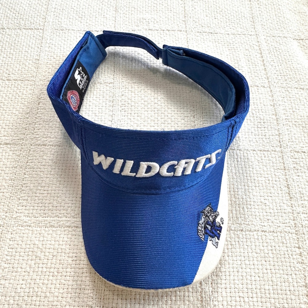 VTG Kentucky Wildcats Starter Visor Hat Blue White NCAA Adjustable 90s Y2K